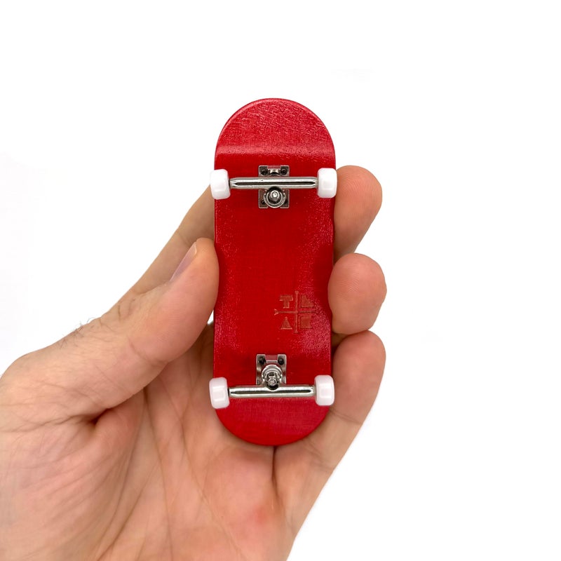 Teak Tuning 32mm Pro Fingerboard Complete - Fully Assembled with Pro Level Components - Pro Shaped Wooden Deck (32x97mm), UltraSpin Bearing Wheels, Prodigy Gen2 Trucks - The Crimson Classic - Image 2